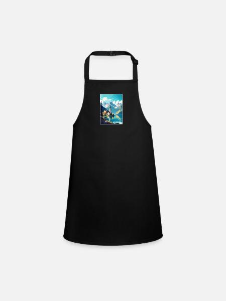 St Wolfgang Autriche Vintage voyage affiche Souvenir - Tablier Enfant - noir - Devant