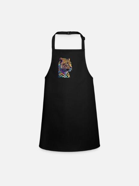 Leopard - Children's Apron - black - Front