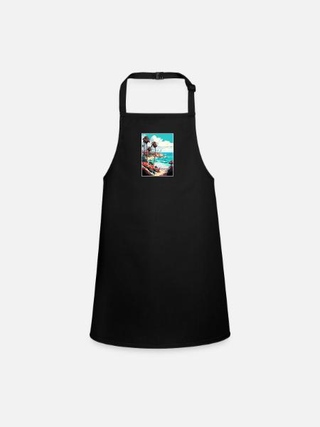 La Jolla Shore California Vintage Travel Poster - Children's Apron - black - Front