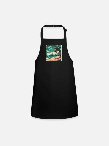 Palmenzauber: Sommer-Strandshirt - Schürze für Kinder - Schwarz - Vorne