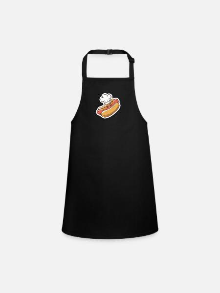 Cute kawaii hot dog - Children's Apron - black - Front