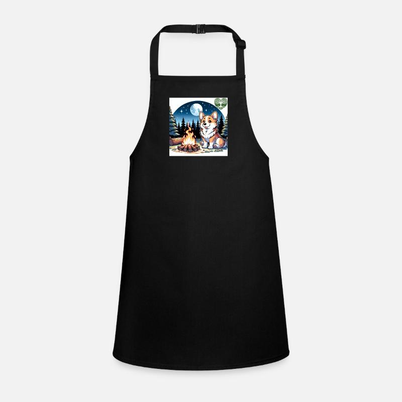 Corgi au feu de camp la nuit Tablier Enfant