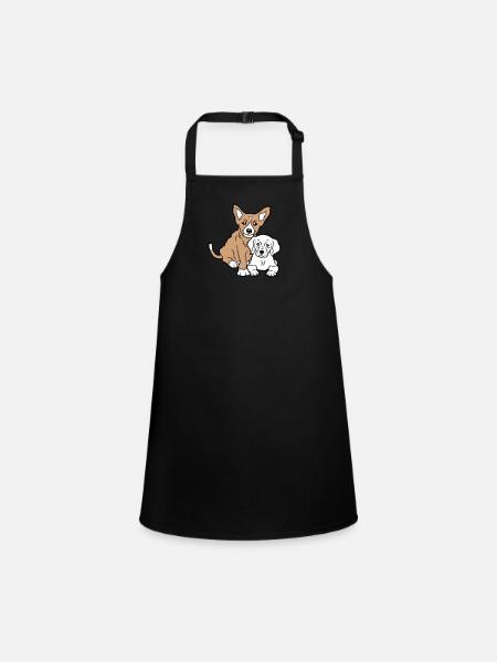 2 dogs team two friends crew happy brothers - Children's Apron - black - Front