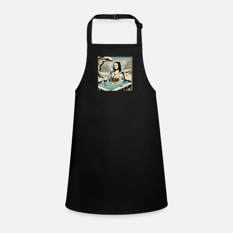 Mona Lisa drinking sake in onsen Children's Apron