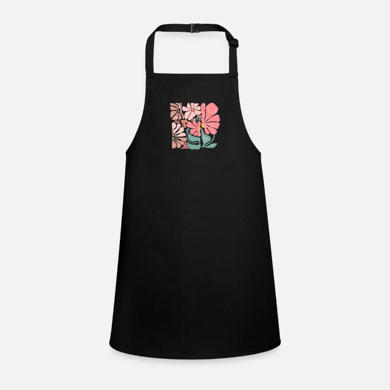 Groovy Retro Pink Blumen Schürze für Kinder