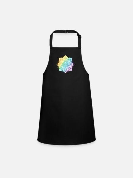 Un design de t-shirt affiche un mandala dans un ra vif - Tablier Enfant - noir - Devant