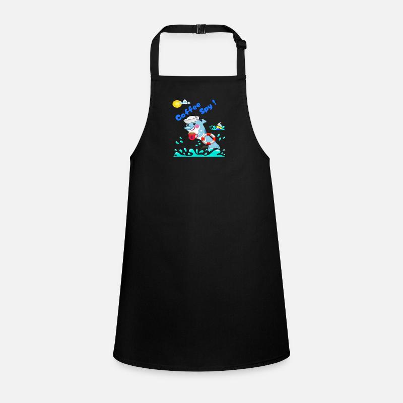 Coffee Spy Secret Sticker With Сyber- Marine Vibe Children's Apron