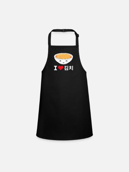 Korea South Korea Korean Food Kimchi Vegetables - Children's Apron - black - Front