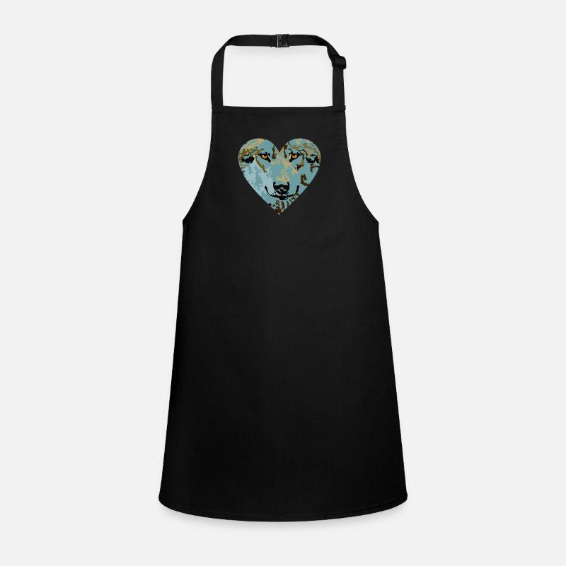 Heart Wolf Blue Children's Apron