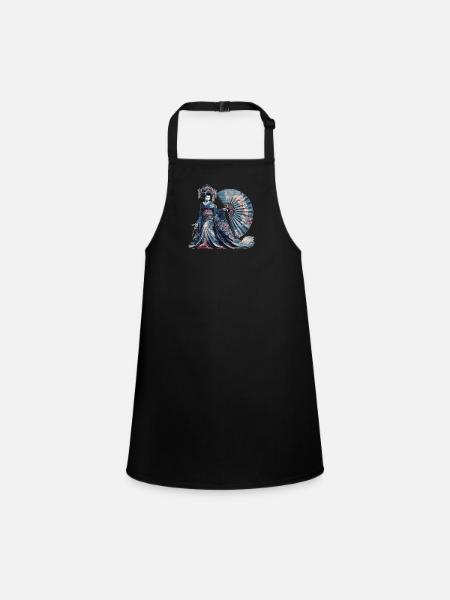 Cultural Treasures of Geisha - Children's Apron - black - Front