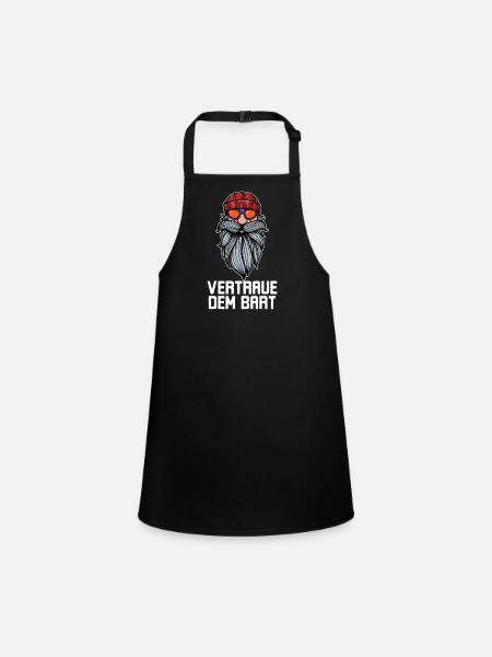Humorous Beard Goatbeard Statement Beard Hairstyle - Children's Apron - black - Front