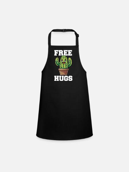 Funny Free Hugs Cactus Sarcastic Design - Schürze für Kinder - Schwarz - Vorne