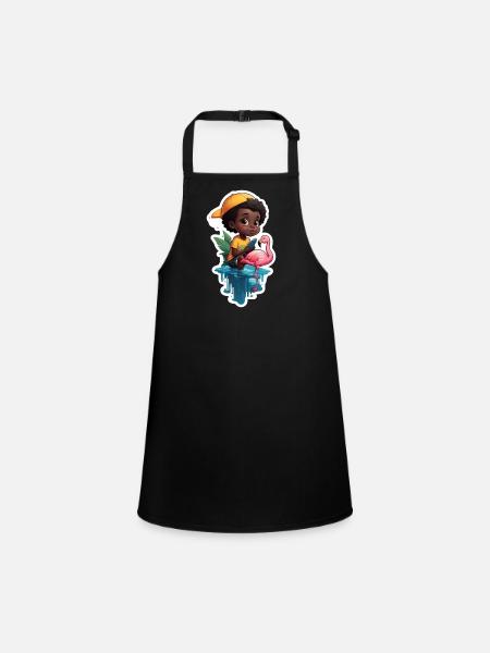 Jeune flamant rose Fan ami cadeau - Tablier Enfant - noir - Devant