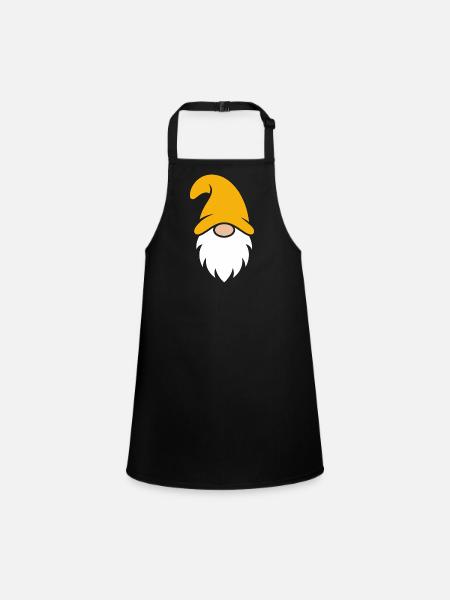 Orange Hat Gnome Illustration - Children's Apron - black - Front