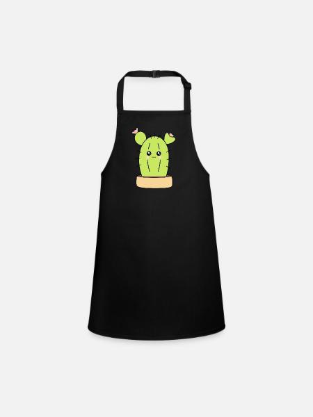 Cactus Kawaii Plante Kawaii Succulentes Kawaii - Tablier Enfant - noir - Devant