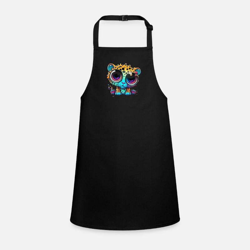 Leopard googly eyes comic style Children's Apron