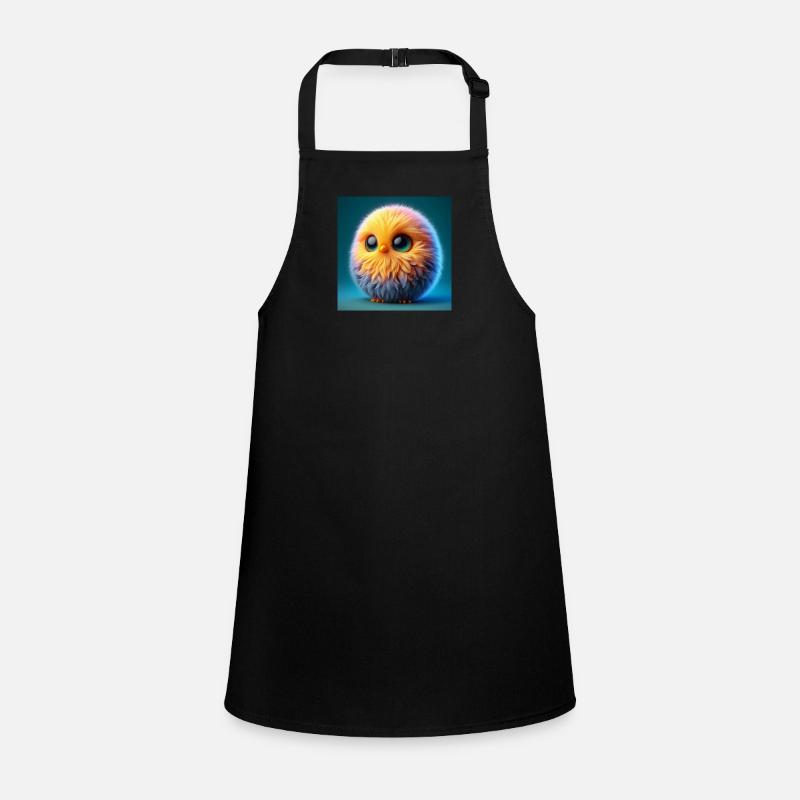 Chick Bird in 3D Hyperrealism - Children's Apron - black