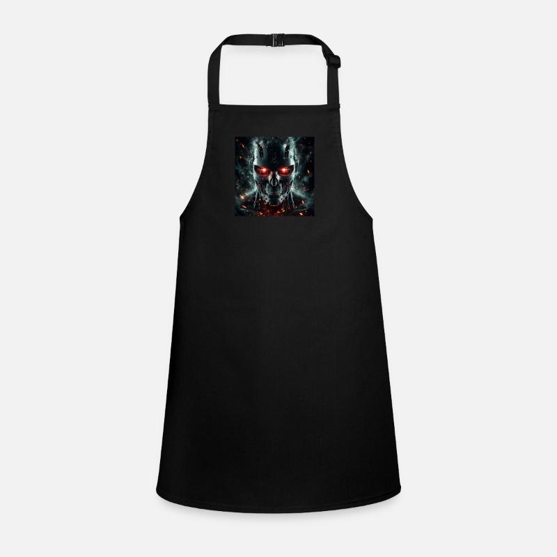 Cyborg with red eyes, fire and sparks Children's Apron