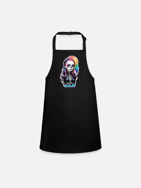 Halloween - Rock & Regenbogen - Schürze für Kinder - Schwarz - Vorne
