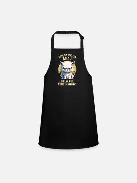Cat, Grumpy, Grumpy, Grumpy, Meow, Funny - Children's Apron - black - Front