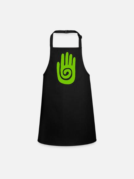Chaman - Main de Guérison & Symbole de Protection - Vert - Tablier Enfant - noir - Devant