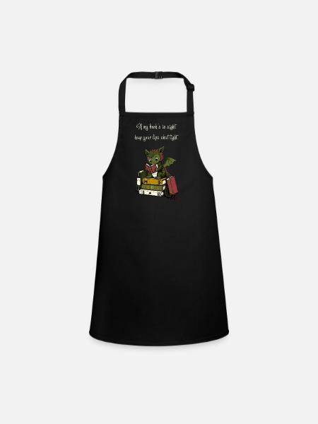 Dragon readers in a pile of books - Children's Apron - black - Front