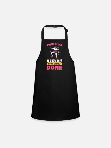 Wall Climber Rock Climbing Wall Climbing Party - Schürze für Kinder - Schwarz - Vorne
