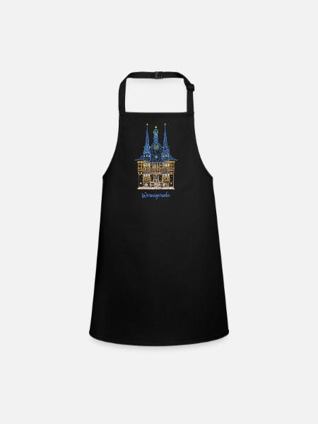 Wernigerode, historisches Rathaus, Ostdeutschland - Schürze für Kinder - Schwarz - Vorne