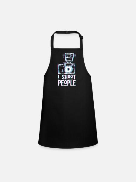 I Shoot People – Lustiger photographen Spruch - Schürze für Kinder - Schwarz - Vorne