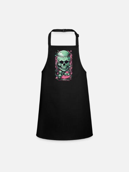 Goth Skull Candy Pastel Gothic Weirdcore Design - Children's Apron - black - Front