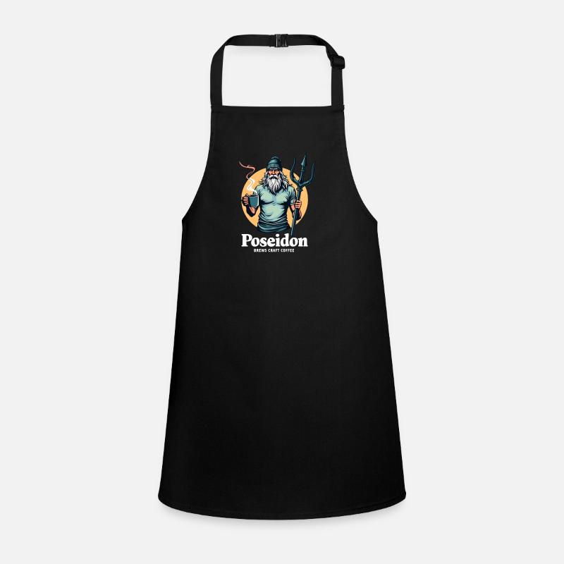 Poseidon brews Craft Coffee! - Children's Apron - black