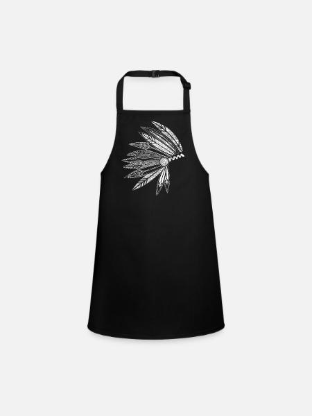 Headdress of a chief - Children's Apron - black - Front