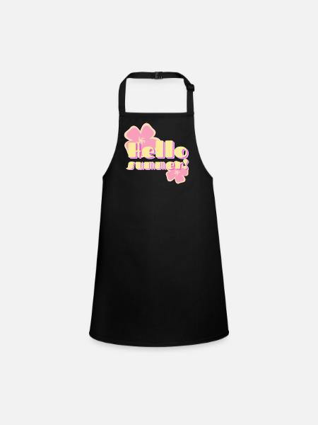 Hello Summer fleurs pastel rétro - Tablier Enfant - noir - Devant