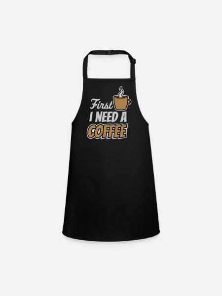 Fist I need Coffee - Schürze für Kinder - Schwarz - Vorne