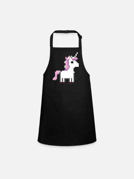Einhorn verpixelt Grafik Einhorn Pixel Geschenkide - Schürze für Kinder - Schwarz - Vorne