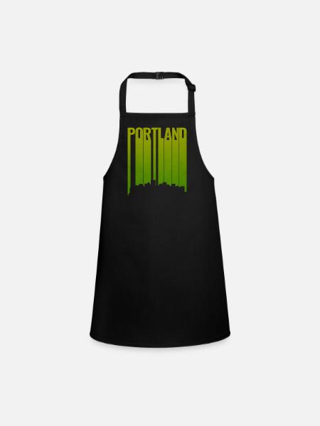 La silhouette de Portland est vert vif - Tablier Enfant - noir - Devant