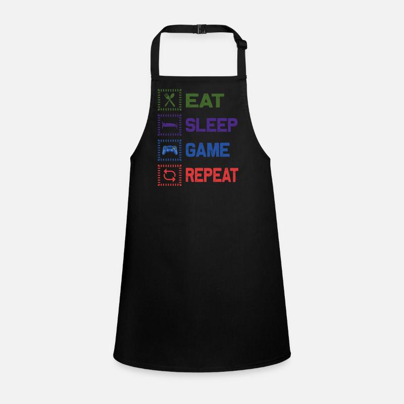 EAT SLEEP GAME REPEAT Design Schürze für Kinder
