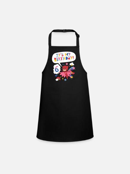 PJ Masks Owlette Birthday Design For 6th Birthday - Children's Apron - black - Front