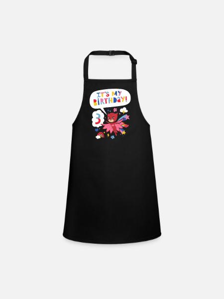 PJ Masks Owlette Birthday Design For 3rd Birthday - Children's Apron - black - Front