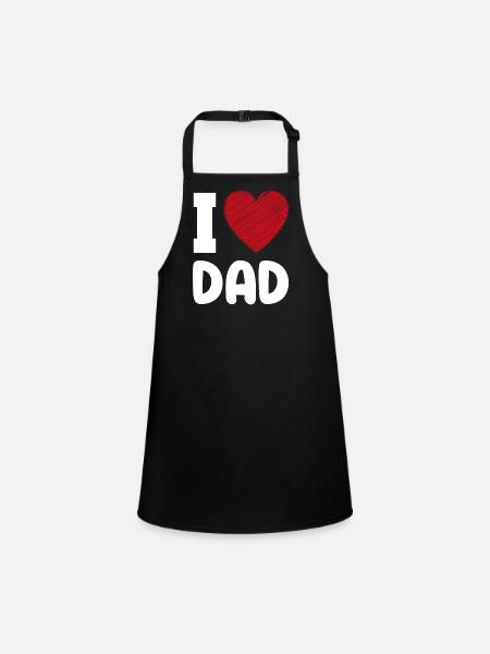 I Love Dad heart - Children's Apron - black - Front