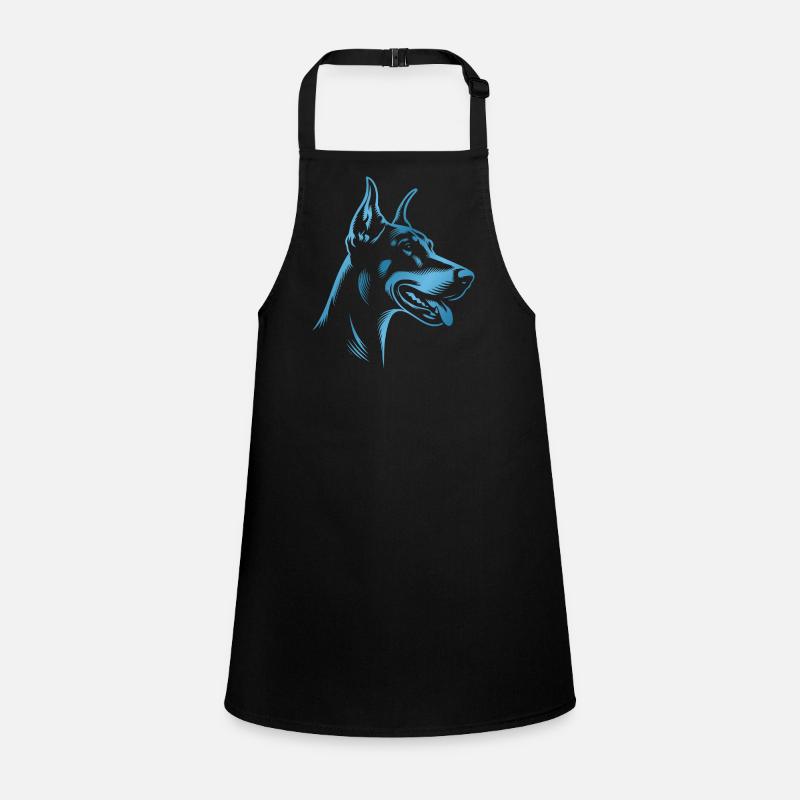Doberman Pinscher, tête de chien, dessin bleu Tablier Enfant