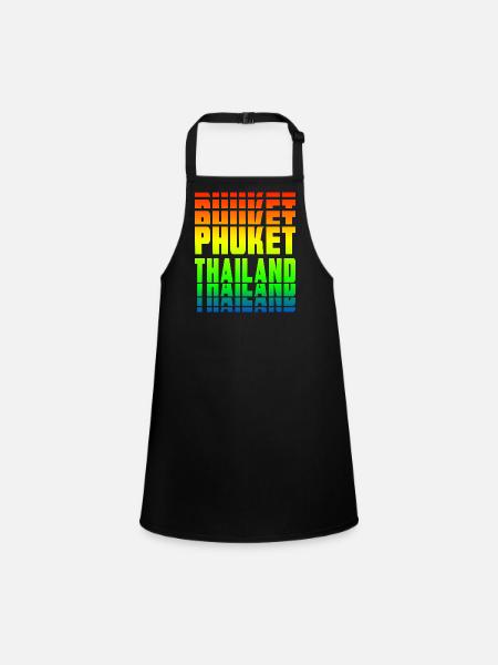 Phuket Thailand Regenbogen Design - Schürze für Kinder - Schwarz - Vorne