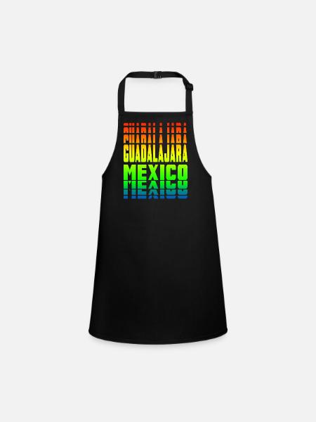 Guadalajara Mexiko Regenbogen Design - Schürze für Kinder - Schwarz - Vorne
