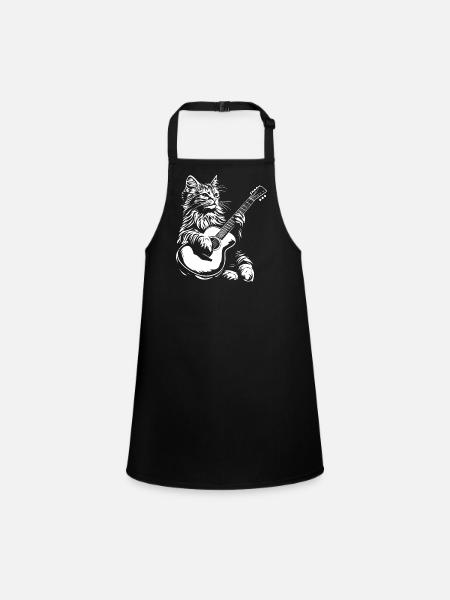 Chat guitare rock musique métal - Tablier Enfant - noir - Devant