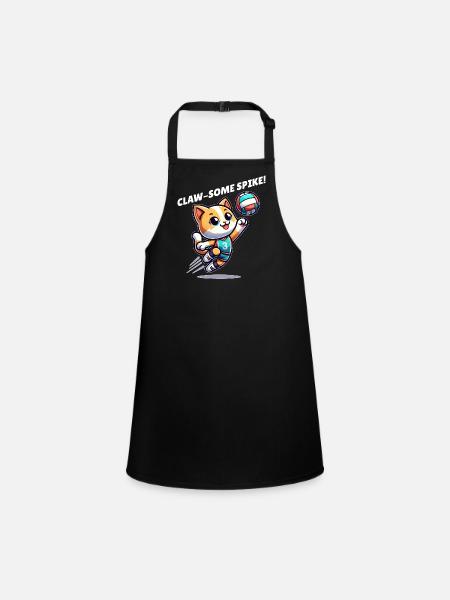 Cat volleyball - Children's Apron - black - Front