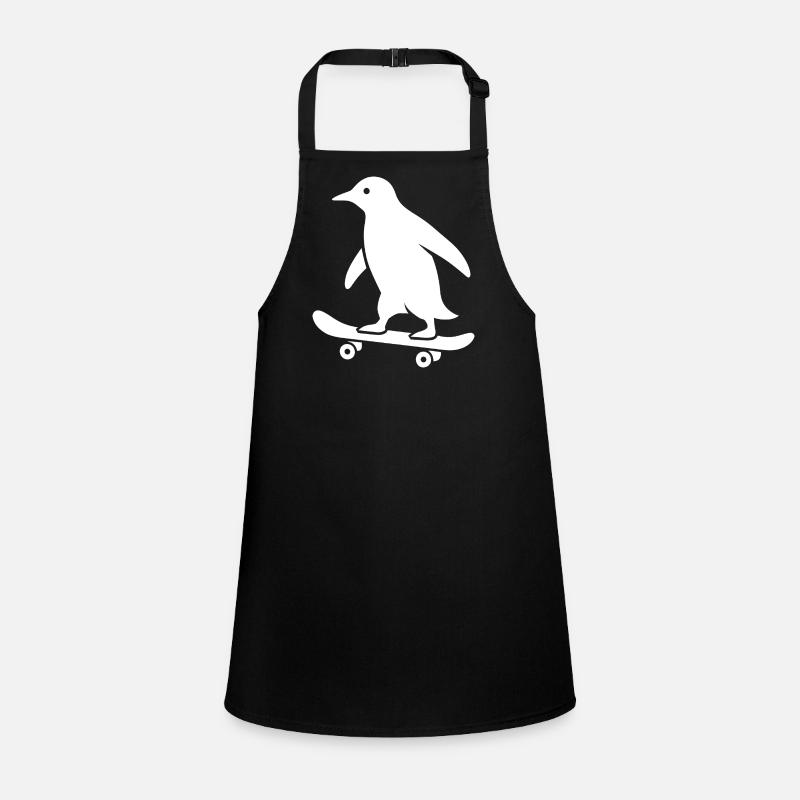 Minimalist Penguin Skateboarder Silhouette Children's Apron