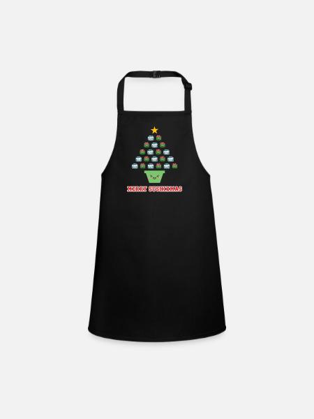Cute Sushi Love Xmas Kawaii Merry Sushixmas - Children's Apron - black - Front