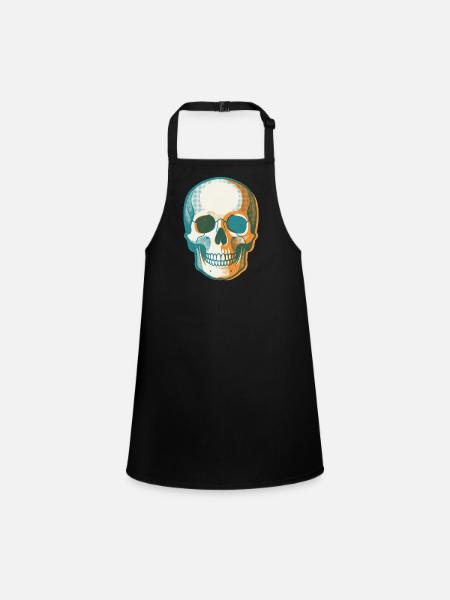 Retro Pop Skull - Children's Apron - black - Front