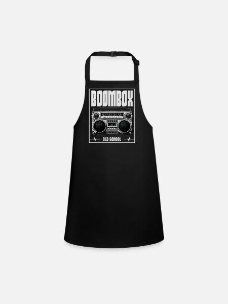 Boombox Old School – Retro Radio - Children's Apron - black - Front