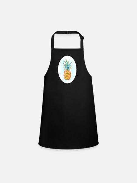 Pineapple Drawing - Children's Apron - black - Front
